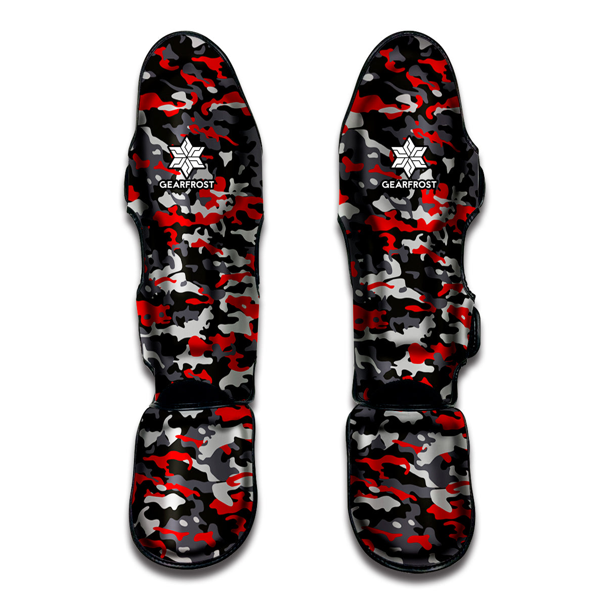 Orange Black And Grey Camouflage Print Muay Thai Shin Guard