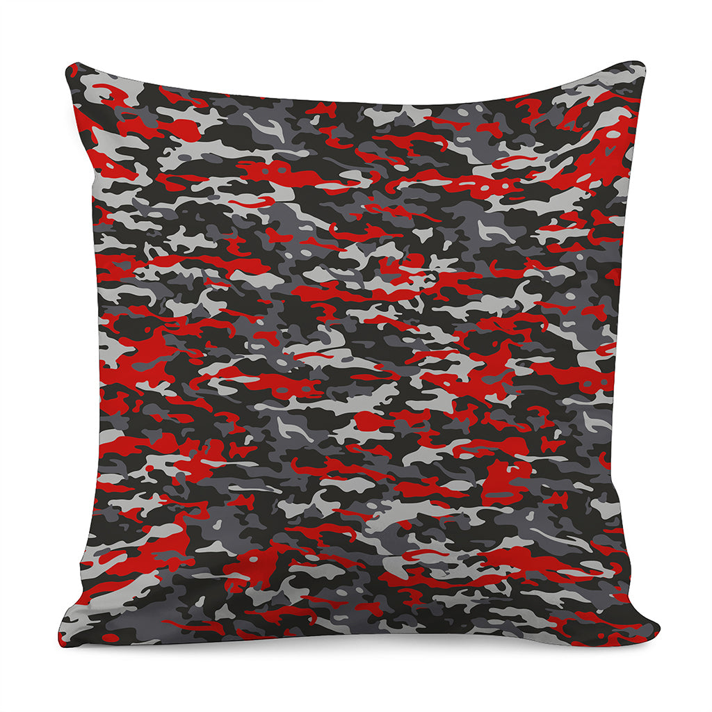 Orange Black And Grey Camouflage Print Pillow Cover