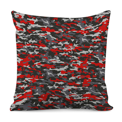 Orange Black And Grey Camouflage Print Pillow Cover