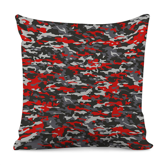 Orange Black And Grey Camouflage Print Pillow Cover