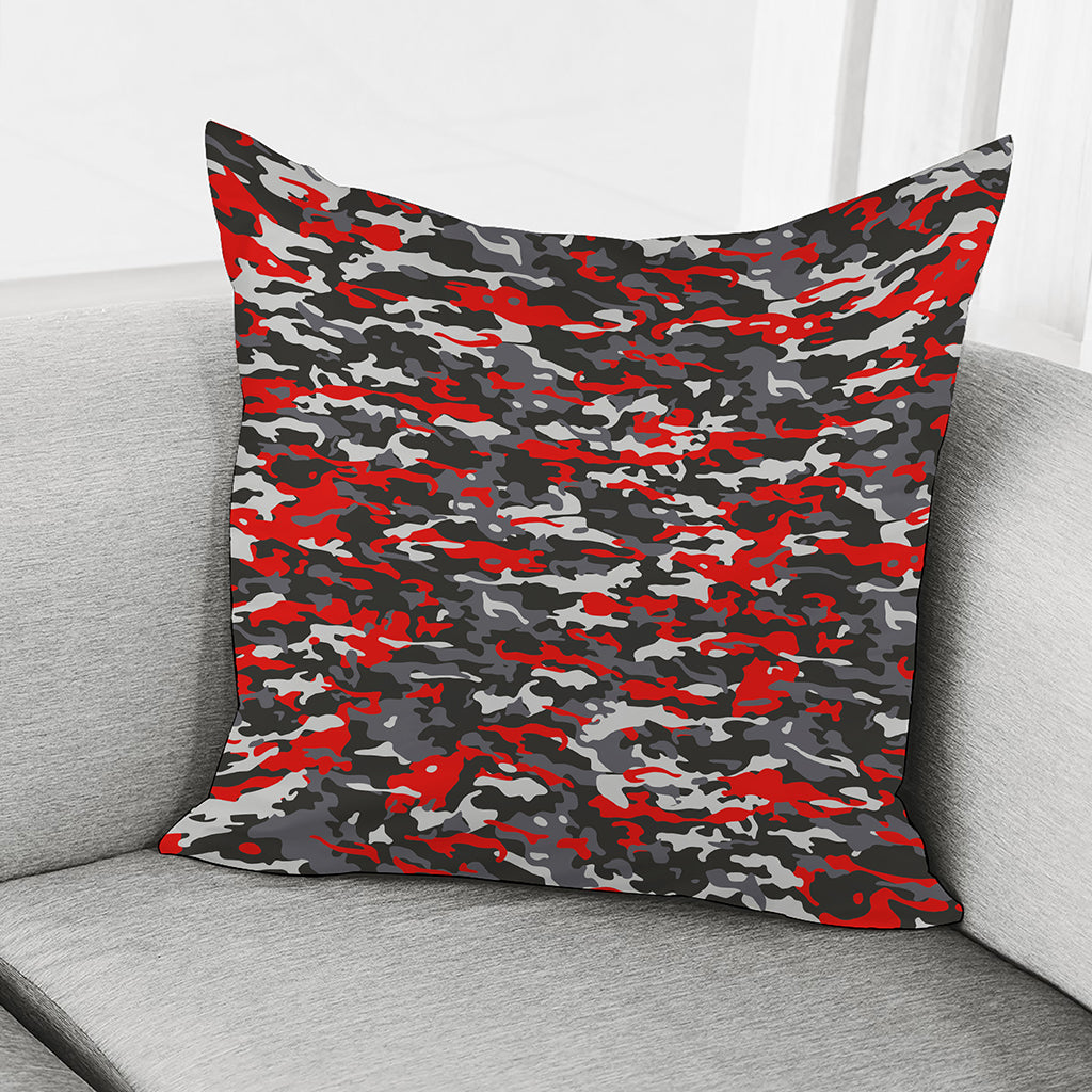 Orange Black And Grey Camouflage Print Pillow Cover