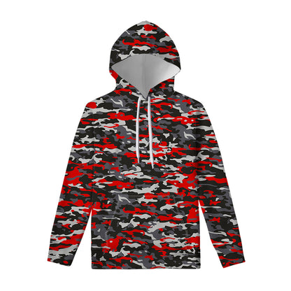 Orange Black And Grey Camouflage Print Pullover Hoodie