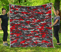 Orange Black And Grey Camouflage Print Quilt