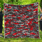 Orange Black And Grey Camouflage Print Quilt