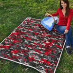 Orange Black And Grey Camouflage Print Quilt