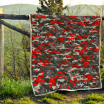 Orange Black And Grey Camouflage Print Quilt