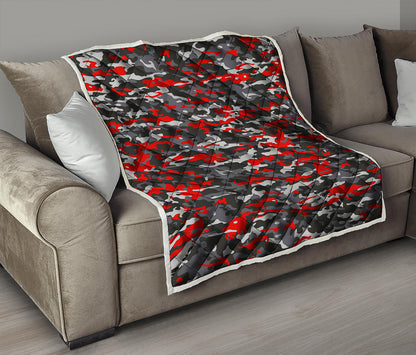 Orange Black And Grey Camouflage Print Quilt
