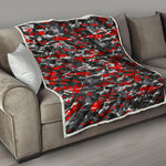 Orange Black And Grey Camouflage Print Quilt