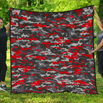 Orange Black And Grey Camouflage Print Quilt
