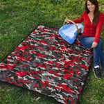 Orange Black And Grey Camouflage Print Quilt