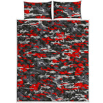 Orange Black And Grey Camouflage Print Quilt Bed Set