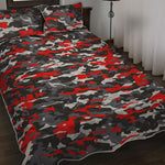Orange Black And Grey Camouflage Print Quilt Bed Set