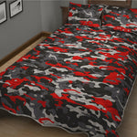 Orange Black And Grey Camouflage Print Quilt Bed Set