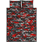 Orange Black And Grey Camouflage Print Quilt Bed Set