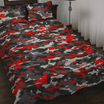 Orange Black And Grey Camouflage Print Quilt Bed Set