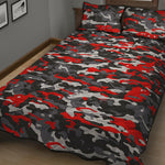Orange Black And Grey Camouflage Print Quilt Bed Set