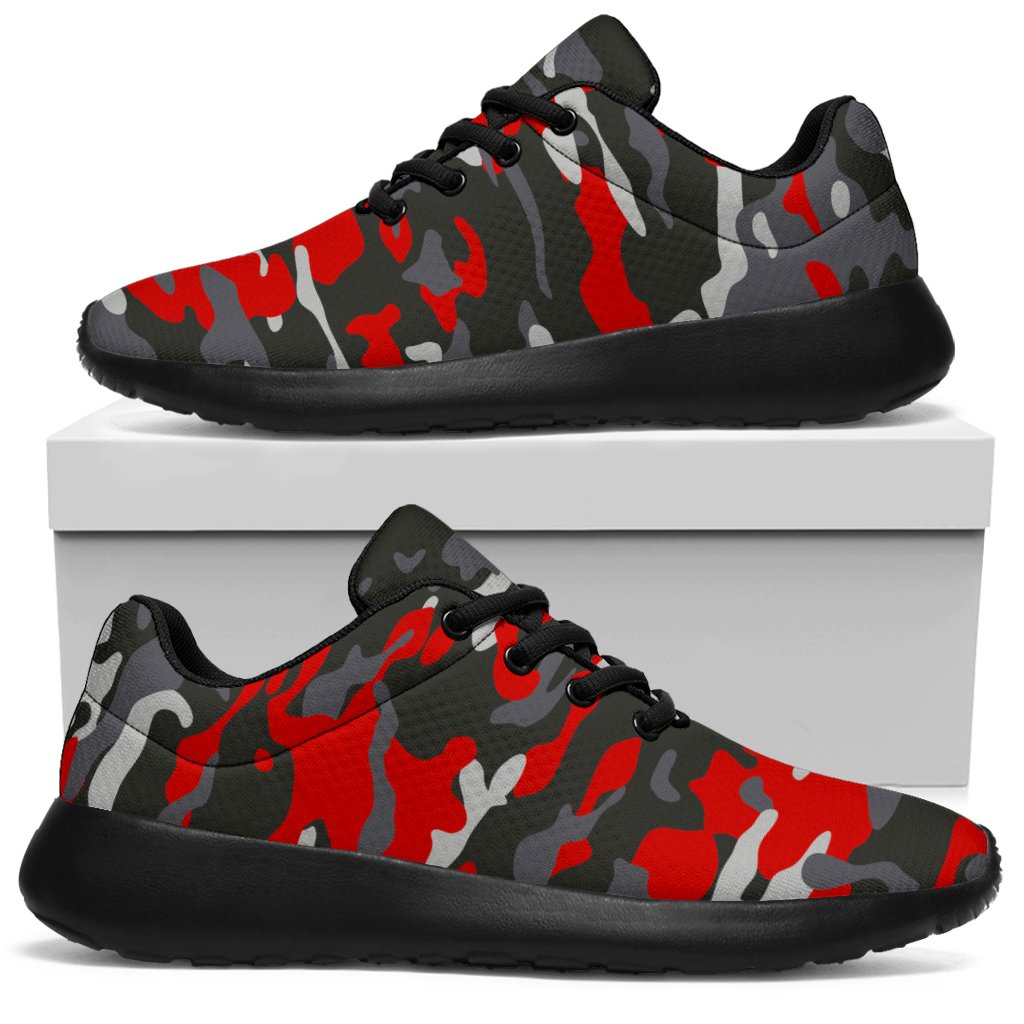 Orange Black And Grey Camouflage Print Sport Shoes GearFrost