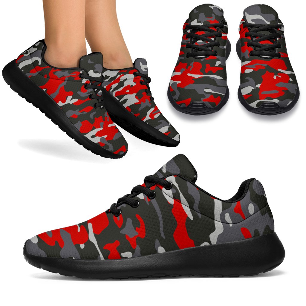 Orange Black And Grey Camouflage Print Sport Shoes GearFrost