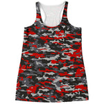 Orange Black And Grey Camouflage Print Women's Racerback Tank Top