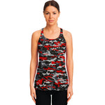 Orange Black And Grey Camouflage Print Women's Racerback Tank Top