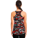 Orange Black And Grey Camouflage Print Women's Racerback Tank Top