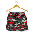 Orange Black And Grey Camouflage Print Women's Shorts