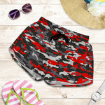 Orange Black And Grey Camouflage Print Women's Shorts