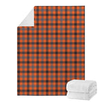 Orange Black And Grey Plaid Print Blanket