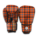 Orange Black And Grey Plaid Print Boxing Gloves