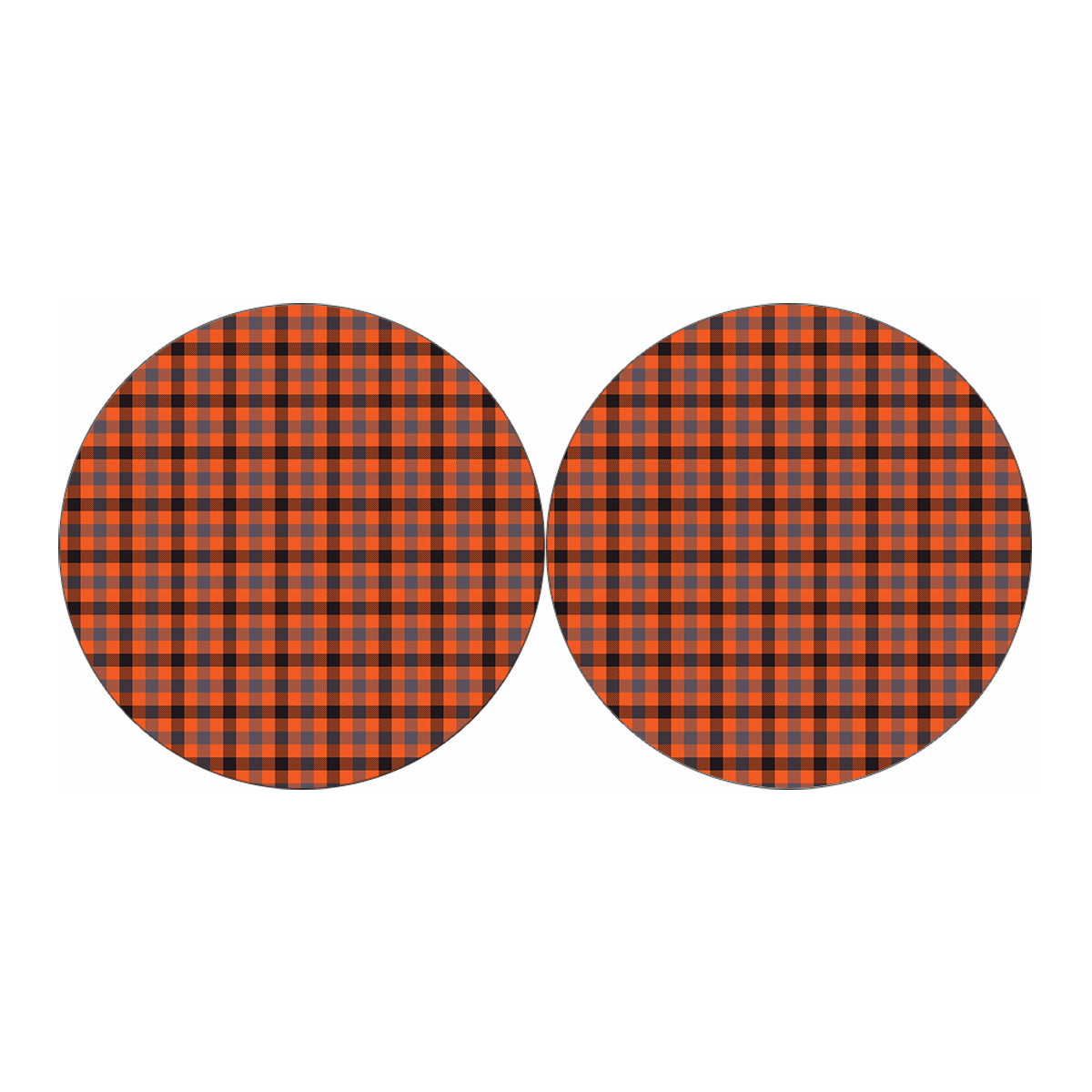 Orange Black And Grey Plaid Print Car Coasters