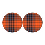 Orange Black And Grey Plaid Print Car Coasters