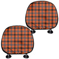 Orange Black And Grey Plaid Print Car Headrest Covers