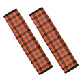 Orange Black And Grey Plaid Print Car Seat Belt Covers