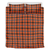 Orange Black And Grey Plaid Print Duvet Cover Bedding Set