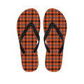 Orange Black And Grey Plaid Print Flip Flops