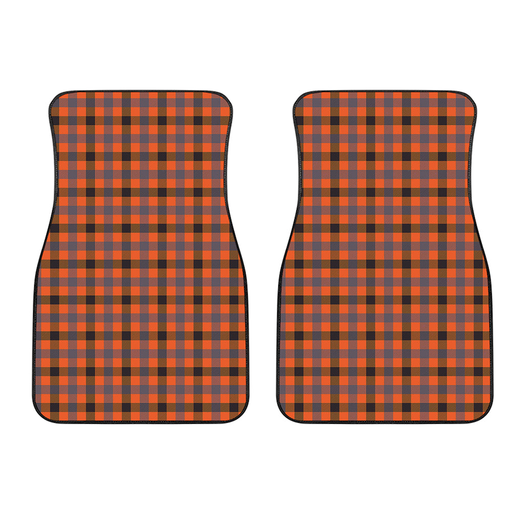 Orange Black And Grey Plaid Print Front Car Floor Mats
