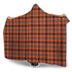 Orange Black And Grey Plaid Print Hooded Blanket