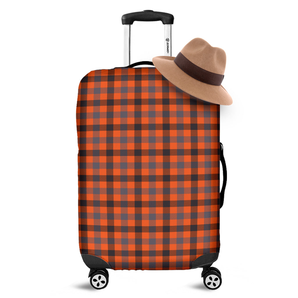 Orange Black And Grey Plaid Print Luggage Cover