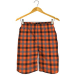 Orange Black And Grey Plaid Print Men's Shorts