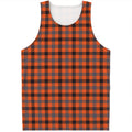 Orange Black And Grey Plaid Print Men's Tank Top