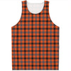 Orange Black And Grey Plaid Print Men's Tank Top