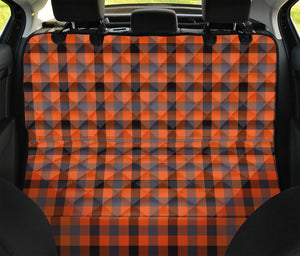 Orange Black And Grey Plaid Print Pet Car Back Seat Cover