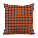 Orange Black And Grey Plaid Print Pillow Cover