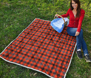 Orange Black And Grey Plaid Print Quilt