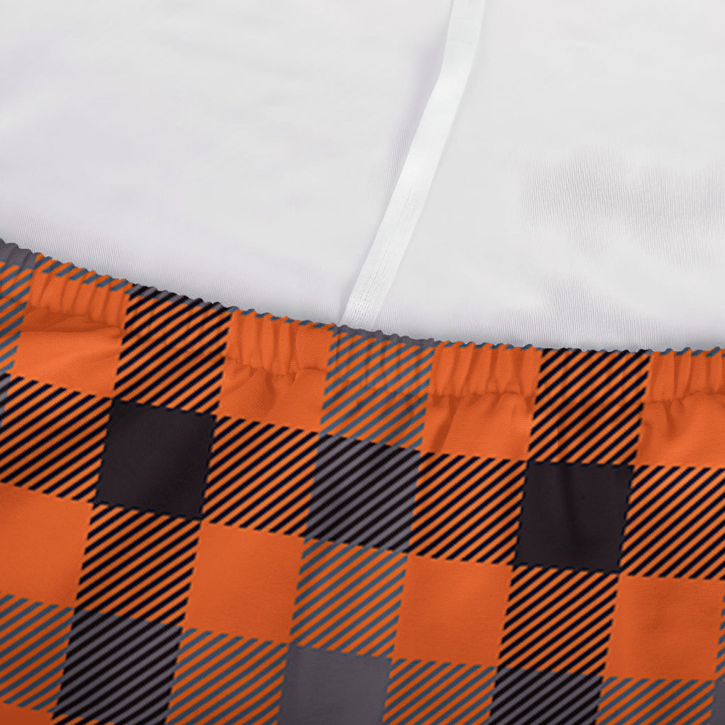 Orange Black And Grey Plaid Print Sofa Cover