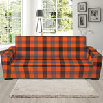 Orange Black And Grey Plaid Print Sofa Slipcover