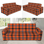 Orange Black And Grey Plaid Print Sofa Slipcover