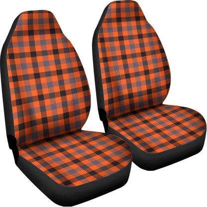 Orange Black And Grey Plaid Print Universal Fit Car Seat Covers
