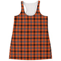 Orange Black And Grey Plaid Print Women's Racerback Tank Top