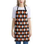 Orange Black And White Harlequin Print Apron